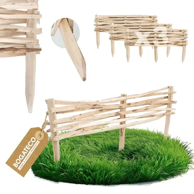 Produktbild von Set aus 3 Holz-Gartenzaun für Beete