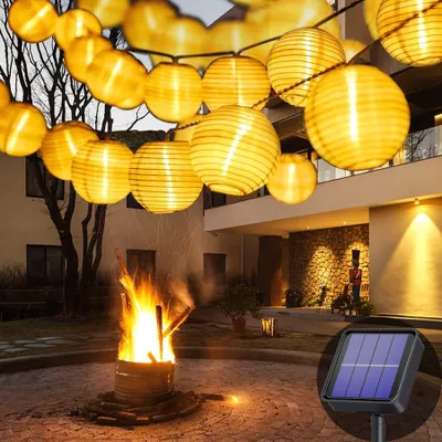 Solar-Lichterkette 6 m, 20 LEDs, wasserdicht, warmweiß, 8 Modi