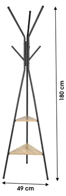 Zdjęcie produktu dla DOCHTMANN Wieszak na ubrania z półkami, nowoczesny, czarny, 49 x 180 cm