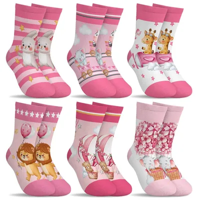 Imagen del producto de Solidchoice - 6 pares de calcetines para niños con divertidos dibujos de animales de caricatura