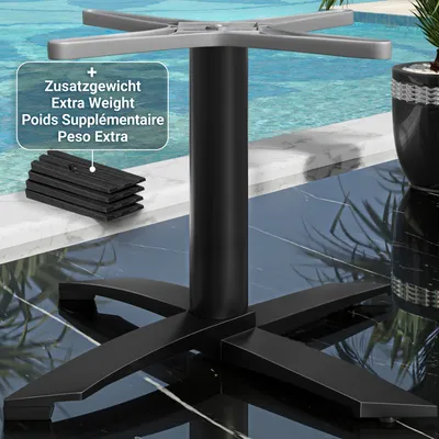 Produktbild von THIAGO | Bistro Lounge Tischgestell | Alu Schwarz | 4 Fuß: Ø 60 cm | Säule 7,6 x 37 cm | Schwarz | Tischgestell Aluminium, Gastro Tischgestell