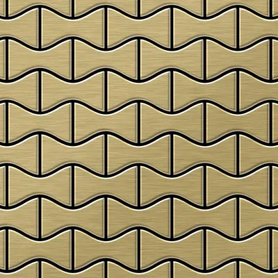 Produktbild von Mosaik Fliese massiv Metall Titan gebürstet gold 1,6mm stark Kismet-Ti-GB