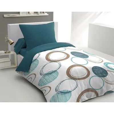 Produktbild von Bettwäscheset – Bettdecke 140 x 200 cm + 2 Kissenbezüge 63 x 63 cm – Entenblau