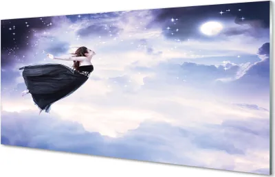 Produktbild von Glasbilder 120x60 Wandkunst Fee Himmel Wolken sichel