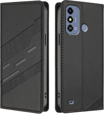 Produktbild von Hülle für ZTE Blade A53 5G, Kunstleder Brieftaschen Handyhülle mit Kartenfach und Standfunktion Schwarz