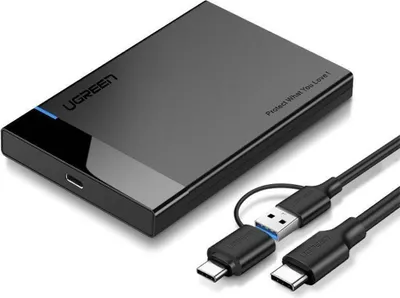 Produktbild von Ugreen SATA externes Laufwerksgehäuse HDD 2,5", USB-A + USB-C auf USB-C Kabel