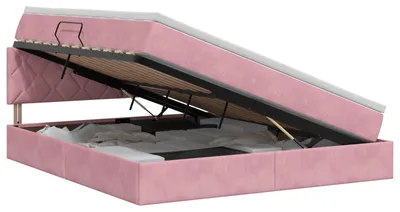 Obrázek produktu pro vidaXL Úložná postel s čelem Růžová 180 x 200 cm Samet