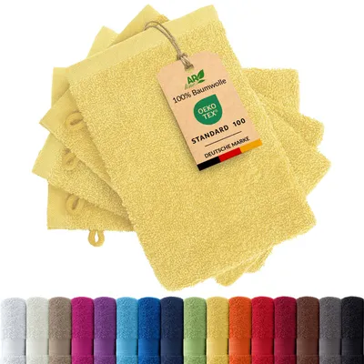 Produktbild von 4er-Set ARIZONA Handtuch-Serie von AR Line – 100% Baumwolle, 500 g/m², 4er-Set Waschhandschuhe 15x21 cm, Gelb