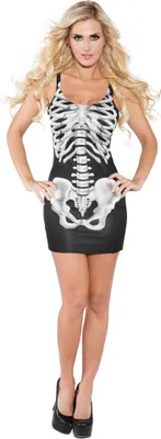 Produktbild von Knochen Kleid - Halloween Skelett Horror Kostüm Größe: S