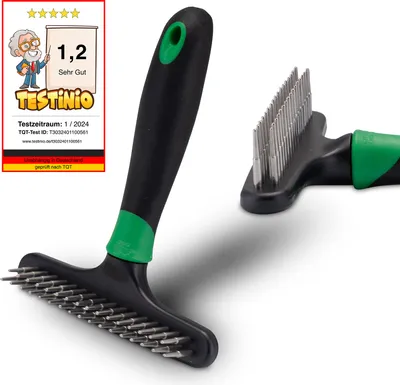 Produktbild von FinoPet Entfilzungsstriegel, Harkenkamm als Fellentwirrer für Hund und Katze, Hundebürste/Katzenbürste, Hundekamm/Katzenkamm zur Entfilzung