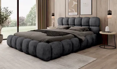 Produktbild von Polsterbett Bett AURELIA 180x200cm in Stoff Aprodite Schwarz