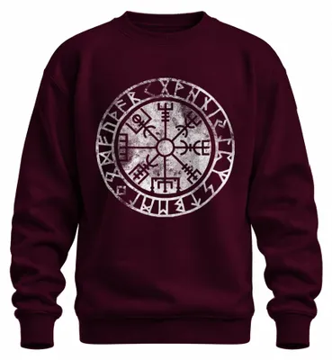 Produktbild von Vegvisir Wikinger Kompass Nordisch Runenkreis Schutzsymbol Sweatshirt Pullover, Burgundy, XL