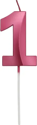 Produktbild von Tortenkerze Zahl 1 Glamour Pink 7cm