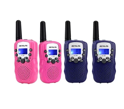 Zdjęcie produktu dla Retevis RT388 Walkie Talkie Kids, prezenty dla dzieci, zabawki od 4 do 12 lat, bezpieczny zamek na klucz, na przygodę, kemping, wędrówki (dwie pary)