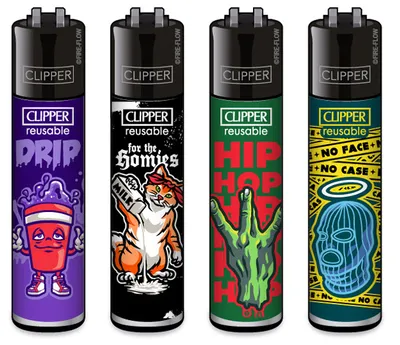 Produktbild von Clipper Reibradfeuerzeuge HIP HOP SLOGAN #1, 4 Stück