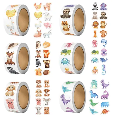 Produktbild von Runde Tierstickers - 3000 stück - Kinderbelohnungsstickers