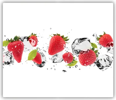 Produktbild von Tulup Glas Herdabdeckplatte Glaskeramikkochfeld-Abdeckung Spritzschutz Glasabdeckplatte Kochplattenabdeckung und Schneidebrett - Einteilig - 60x52 cm Erdbeeren und Wasser