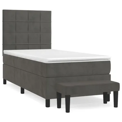 Obrázek produktu pro vidaXL Postel Boxspring s matrací Dark Grey 90x200 cm Velvet