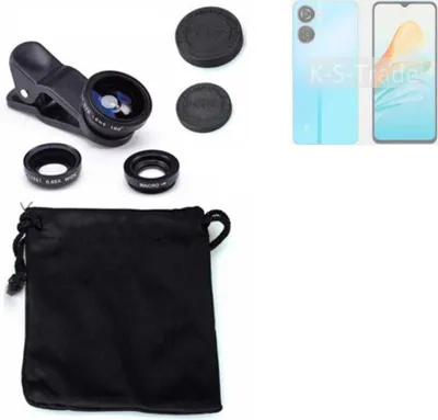 Produktbild von K-S-Trade Smartphone Kamera Linsen Set Kompatibel mit ZTE Axon 40 Lite 3in1 Clip-On Kamera Adapter Macro Weitwinkel FishEye Fischauge Objektiv Linse