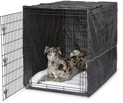 Produktbild von XXL-Hundekratenhülle, schwarz, aus Polyester, bietet Privatsphäre, geeignet für die meisten sehr großen Hundekäfige mit einer Größe von 137 cm, maschinenwaschbar, reduziert Bellen und Kauen