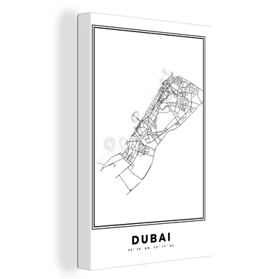 Obrázek produktu pro OneMillionCanvasses® Malba na plátně Nástěnná malba na plátně - Dubaj - Mapa - Černobíle - 40x60cm