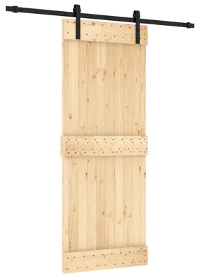 Produktbild von vidaXL Schiebetür Natürlich und Schwarz 80 x 210 cm Massivkiefer