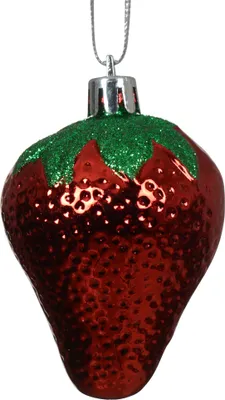 Produktbild von Christbaumschmuck Erdbeere 7cm Kunststoff Figur Rot / Grün