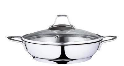 Obrázok produktu pre Serenk Modernist panvica, panvica na vyprážanie, Sahan, panvica z nehrdzavejúcej ocele, pre všetky typy varných dosiek vrátane indukcie, vhodná do umývačky riadu, panvica s rukoväťou, servírovacia panvica, strieborná, Ø 20 cm - 0,8 l