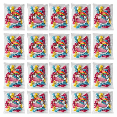 Produktbild von Süßigkeit OYOY Einhorn-Lutscher mit 3 Sorten – 300 Stück, 3.000 g (20 Beutel à 15 Lutscher), für Einhornpartys, Kindergeburtstage und Schultüten, KI-generiertes Bild
