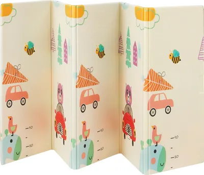 Produktbild von Juskys Kinder Spielmatte Lina 180x200 cm Tiere - XXL Matte für Babys - Schaumstoff Spielteppich faltbar, soft & wendbar - Boden - Krabbelmatte Weiß