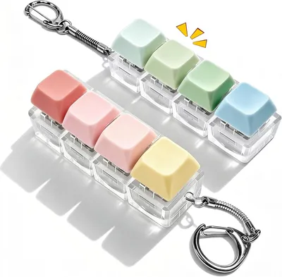 Produktbild von 2 Stück Tastatur Fidget Spielzeug,Stressabbau,Fidget Toys(A)Tastatur Fidget Toy,Vier Tastatur Schlüsselanhänger,Spielzeug für Männer und Frauen