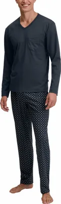 Produktbild von Calida Herren Pyjama-Set mit Langarm-Oberteil und langer Hose, Punkte-Muster, Brusttasche