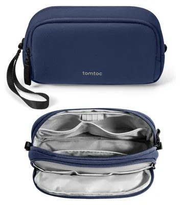 Produktbild von tomtoc Kabeltasche Zubehörtasche, Reise Elektronik Organizer Tasche Tragbar Kabelorganizer Tech Pouch Bag für Zubehör, Powerbank, Ladekabel, Stecker – Navy Blau