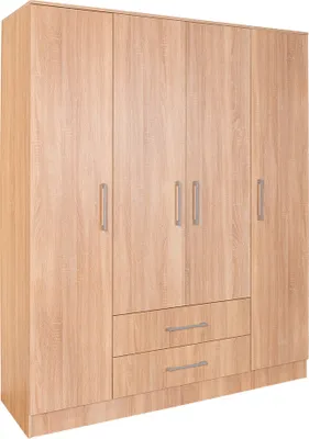 Produktbild von Drehtürenschrank / Kleiderschrank Sidonia 06, Farbe: Eiche Braun - 200 x 164 x 53 cm (H x B x T)