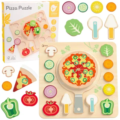 Productafbeelding van Classic World Houten Pizzasnijder Groentenpuzzel 22-delig.