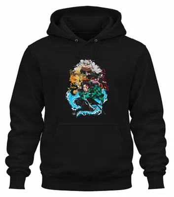Zdjęcie produktu dla Kimetsu no Yaiba Tanjiro Nezuko Zenitsu Inosuke Anime Gift Uni  Bluza z kapturem, Czarny, 3XL