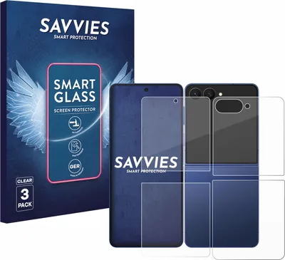 Produktbild von 3x Savvies Schutzglas Folie für Samsung Galaxy Z Flip 7 (Display+Rückseite) 9H Panzer Schutzfolie Glas Displayschutz klar transparent