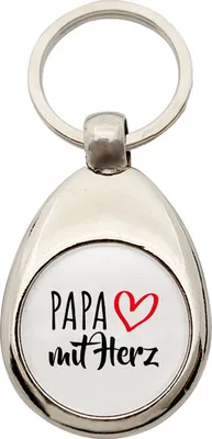Produktbild von Huuraa Schlüsselanhänger Papa mit Herz Metall Schlüsselring Einkaufswagenchip Geschenkidee