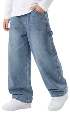 Produktbild von Weite Jeans für Jungen – Gerade Passform – Lässige Jeanshose – Weite Beine – Elastischer Bund – 4 Taschen – Atmungsaktive Baumwollmischung