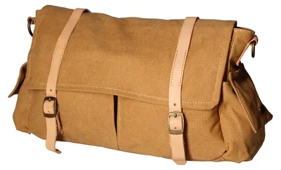 Immagine prodotto di Borsa a tracolla Gave Lux, realizzata a mano, in tela e pelle, color cognac