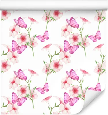 Produktbild von 10m VLIES TAPETE Rolle Blumen Blätter Aquarell Schmetterlinge XXL