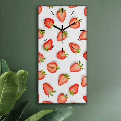Produktbild von Wohnzimmer Leinwand Uhr Geräuschlos Küche 30x60 Weiße, Früchte, Motive, schwarze Zeiger