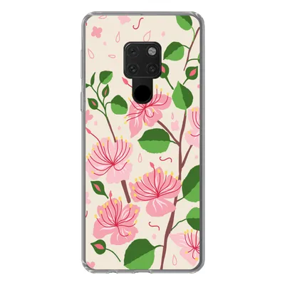 Produktbild von MuchoWow® Handyhülle Schutzhülle Hülle für Huawei P40 Lite Blume - Rosa - Blatt - Muster Silikon Softcase Handy Hülle - Handy