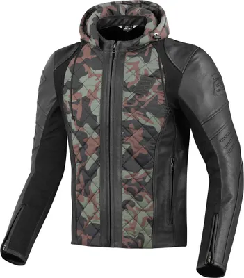Produktbild von Bogotto Radic Motorrad Leder-/Textiljacke, grün/camouflage, M