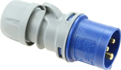Produktbild von Elso CEE-Stecker, 16A, 3-polig, 230V, 6h, IP44, schraublose Klemme, Turbo Twist, blau, 1 Stk.