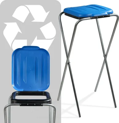Obrázek produktu pro Stojan na třídění odpadu – držák na pytle na odpadky 120 l – pro 1 pytel – volně stojící rám – modrý