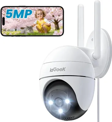 Obrázek produktu pro ieGeek dohledová kamera 2K s PTZ pro venkovní dohled, IP kamera s PIR, WiFi dome kamera s barevným nočním viděním, obousměrný zvuk
