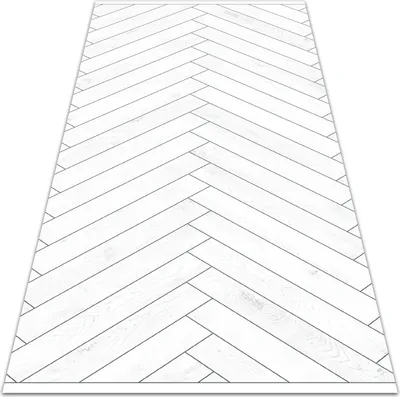 Produktbild von Vinylteppich - Dekorative Schlafzimmermatte - Weißes Fischgrätenmuster 80x198 cm