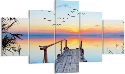 Produktbild von Bild auf Leinwand - Leinwandbild - Brücke See - 125x70cm - Wand Bild - Wanddeko - Wandbilder - Leinwanddruck - Bilder - Kunstdruck - Wanddekoration - Leinwand bilder - Wandkunst - EA125x70-3818