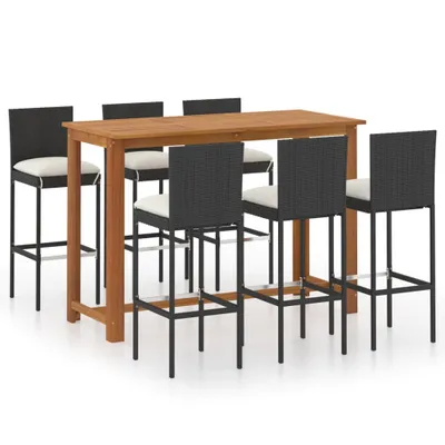 Produktbild von vidaXL 7-tlg. Gartenbar-Set mit Kissen Schwarz